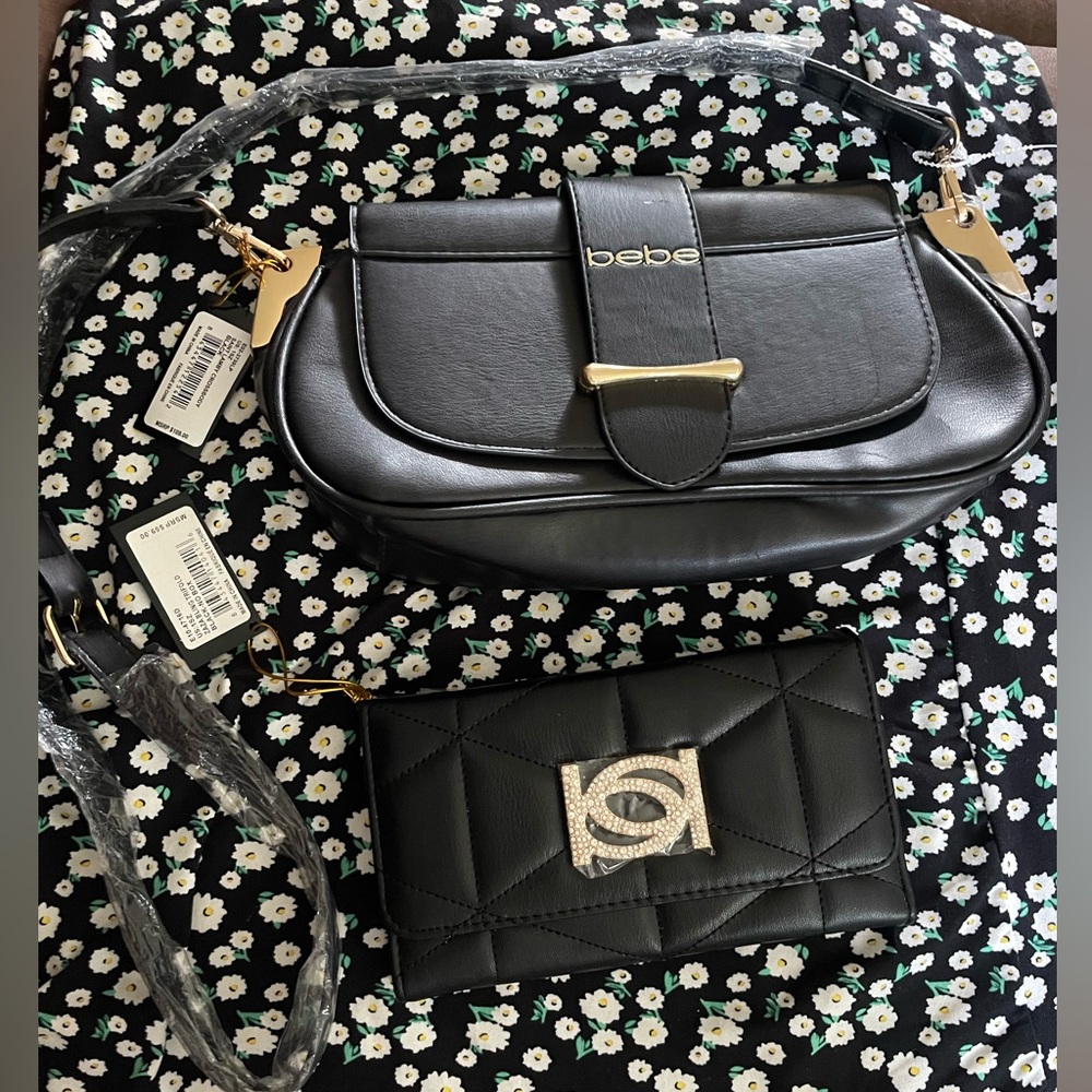 Bebe saint lamby crossbody and Bebe zaza bling trifold wallet